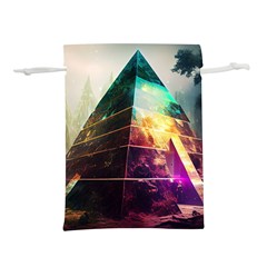 Tropical Forest Jungle Ar Colorful Midjourney Spectrum Trippy Psychedelic Nature Trees Pyramid Lightweight Drawstring Pouch (l) by Sarkoni