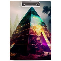 Tropical Forest Jungle Ar Colorful Midjourney Spectrum Trippy Psychedelic Nature Trees Pyramid A4 Acrylic Clipboard by Sarkoni