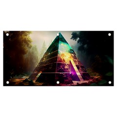 Tropical Forest Jungle Ar Colorful Midjourney Spectrum Trippy Psychedelic Nature Trees Pyramid Banner And Sign 6  X 3  by Sarkoni