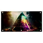 Tropical Forest Jungle Ar Colorful Midjourney Spectrum Trippy Psychedelic Nature Trees Pyramid Banner and Sign 6  x 3  Front