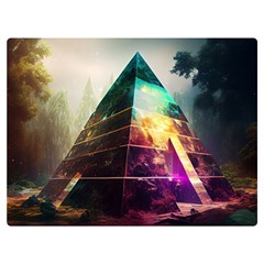 Tropical Forest Jungle Ar Colorful Midjourney Spectrum Trippy Psychedelic Nature Trees Pyramid Premium Plush Fleece Blanket (Extra Small)