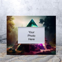 Tropical Forest Jungle Ar Colorful Midjourney Spectrum Trippy Psychedelic Nature Trees Pyramid White Tabletop Photo Frame 4 x6  by Sarkoni