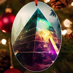 Tropical Forest Jungle Ar Colorful Midjourney Spectrum Trippy Psychedelic Nature Trees Pyramid UV Print Acrylic Ornament Oval