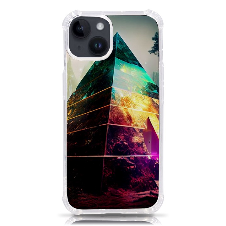 Tropical Forest Jungle Ar Colorful Midjourney Spectrum Trippy Psychedelic Nature Trees Pyramid iPhone 14 TPU UV Print Case