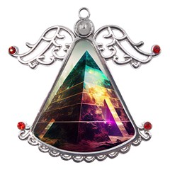 Tropical Forest Jungle Ar Colorful Midjourney Spectrum Trippy Psychedelic Nature Trees Pyramid Metal Angel With Crystal Ornament by Sarkoni