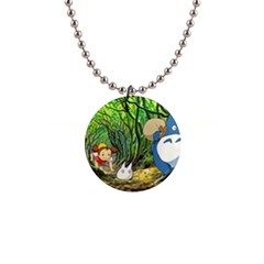 Anime My Neighbor Totoro Jungle 1  Button Necklace by Sarkoni