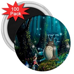 Anime My Neighbor Totoro Jungle Natural 3  Magnets (100 Pack) by Sarkoni