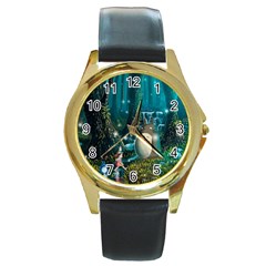 Anime My Neighbor Totoro Jungle Natural Round Gold Metal Watch by Sarkoni