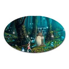 Anime My Neighbor Totoro Jungle Natural Oval Magnet by Sarkoni