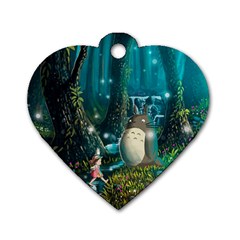 Anime My Neighbor Totoro Jungle Natural Dog Tag Heart (two Sides) by Sarkoni