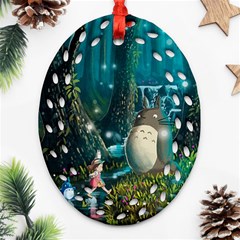 Anime My Neighbor Totoro Jungle Natural Oval Filigree Ornament (two Sides) by Sarkoni