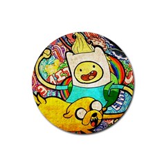 Painting Illustration Adventure Time Psychedelic Art Rubber Round Coaster (4 Pack) by Sarkoni