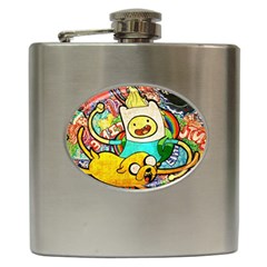 Painting Illustration Adventure Time Psychedelic Art Hip Flask (6 Oz) by Sarkoni