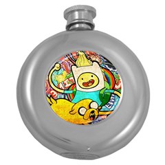 Painting Illustration Adventure Time Psychedelic Art Round Hip Flask (5 Oz) by Sarkoni