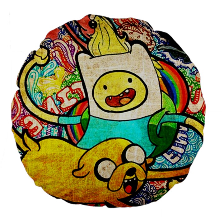 Painting Illustration Adventure Time Psychedelic Art Large 18  Premium Flano Round Cushions