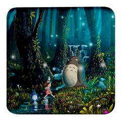 Anime My Neighbor Totoro Jungle Natural Square Glass Fridge Magnet (4 Pack) by Sarkoni