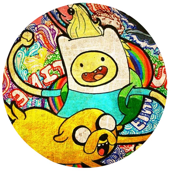 Painting Illustration Adventure Time Psychedelic Art Wooden Bottle Opener (Round)