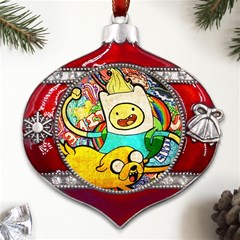 Painting Illustration Adventure Time Psychedelic Art Metal Snowflake And Bell Red Ornament by Sarkoni