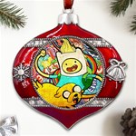 Painting Illustration Adventure Time Psychedelic Art Metal Snowflake And Bell Red Ornament Front