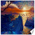 Digital Art Fantasy Impressionism Painting Ship Boat Psychedelic Peacock Mushroom Flamingos Hipwreck Canvas 12  x 12  11.4 x11.56  Canvas - 1