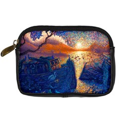 Digital Art Fantasy Impressionism Painting Ship Boat Psychedelic Peacock Mushroom Flamingos Hipwreck Digital Camera Leather Case by Sarkoni