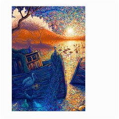 Digital Art Fantasy Impressionism Painting Ship Boat Psychedelic Peacock Mushroom Flamingos Hipwreck Large Garden Flag (two Sides) by Sarkoni