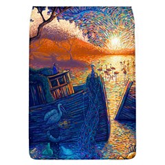 Digital Art Fantasy Impressionism Painting Ship Boat Psychedelic Peacock Mushroom Flamingos Hipwreck Removable Flap Cover (l) by Sarkoni