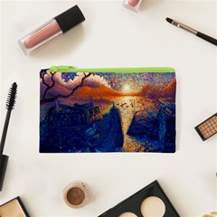 Digital Art Fantasy Impressionism Painting Ship Boat Psychedelic Peacock Mushroom Flamingos Hipwreck Cosmetic Bag (xs) by Sarkoni