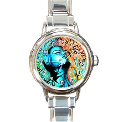 Color Detail Dream Fantasy Neon Psychedelic Teaser Round Italian Charm Watch by Sarkoni