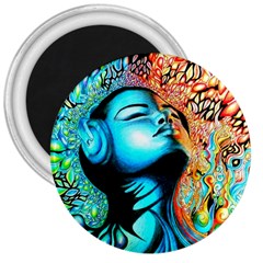 Color Detail Dream Fantasy Neon Psychedelic Teaser 3  Magnets by Sarkoni