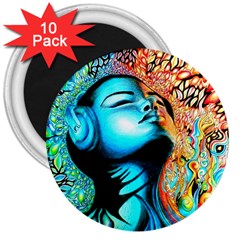 Color Detail Dream Fantasy Neon Psychedelic Teaser 3  Magnets (10 Pack)  by Sarkoni