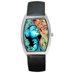 Color Detail Dream Fantasy Neon Psychedelic Teaser Barrel Style Metal Watch by Sarkoni