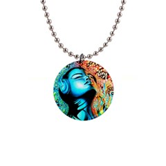 Color Detail Dream Fantasy Neon Psychedelic Teaser 1  Button Necklace by Sarkoni