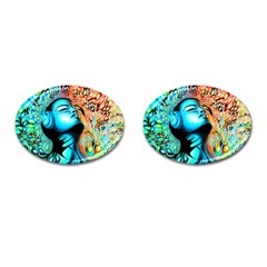 Color Detail Dream Fantasy Neon Psychedelic Teaser Cufflinks (oval) by Sarkoni