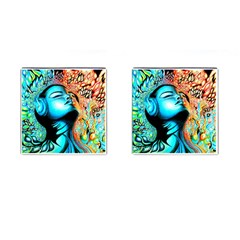 Color Detail Dream Fantasy Neon Psychedelic Teaser Cufflinks (square) by Sarkoni