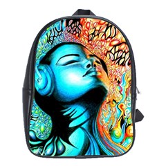 Color Detail Dream Fantasy Neon Psychedelic Teaser School Bag (large) by Sarkoni