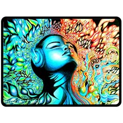 Color Detail Dream Fantasy Neon Psychedelic Teaser Fleece Blanket (large) by Sarkoni