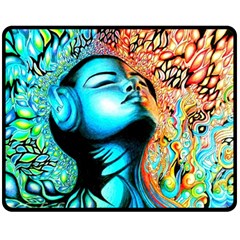 Color Detail Dream Fantasy Neon Psychedelic Teaser Fleece Blanket (medium) by Sarkoni