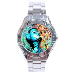 Color Detail Dream Fantasy Neon Psychedelic Teaser Stainless Steel Analogue Watch by Sarkoni