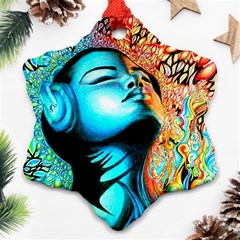 Color Detail Dream Fantasy Neon Psychedelic Teaser Snowflake Ornament (two Sides) by Sarkoni