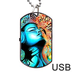 Color Detail Dream Fantasy Neon Psychedelic Teaser Dog Tag Usb Flash (one Side) by Sarkoni