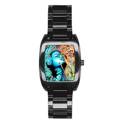 Color Detail Dream Fantasy Neon Psychedelic Teaser Stainless Steel Barrel Watch by Sarkoni