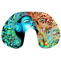 Color Detail Dream Fantasy Neon Psychedelic Teaser Travel Neck Pillow by Sarkoni