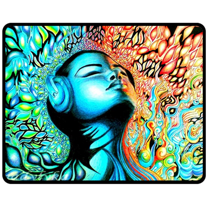 Color Detail Dream Fantasy Neon Psychedelic Teaser Two Sides Fleece Blanket (Medium)