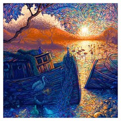 Digital Art Fantasy Impressionism Painting Ship Boat Psychedelic Peacock Mushroom Flamingos Hipwreck Lightweight Scarf  by Sarkoni