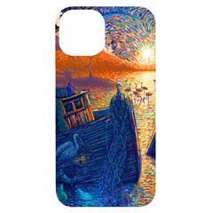 Digital Art Fantasy Impressionism Painting Ship Boat Psychedelic Peacock Mushroom Flamingos Hipwreck Iphone 14 Black Uv Print Case