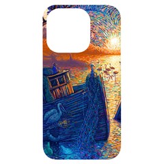 Digital Art Fantasy Impressionism Painting Ship Boat Psychedelic Peacock Mushroom Flamingos Hipwreck Iphone 14 Pro Black Uv Print Case by Sarkoni