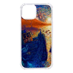 Digital Art Fantasy Impressionism Painting Ship Boat Psychedelic Peacock Mushroom Flamingos Hipwreck Iphone 14 Tpu Uv Print Case by Sarkoni