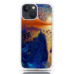 Digital Art Fantasy Impressionism Painting Ship Boat Psychedelic Peacock Mushroom Flamingos Hipwreck Iphone 13 Mini Tpu Uv Print Case by Sarkoni