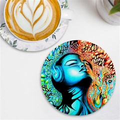 Color Detail Dream Fantasy Neon Psychedelic Teaser Uv Print Round Tile Coaster by Sarkoni